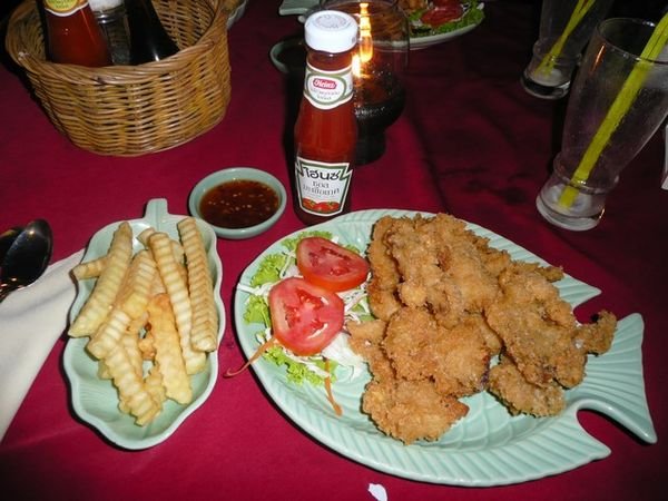 Fish & Chips (freshly caught/cooked red snapper)