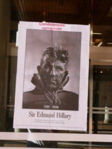 Death of famous Kiwi, Sir Edmund Hillary