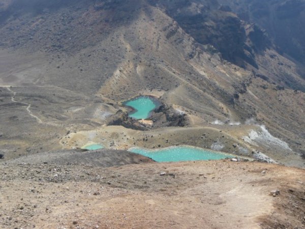 Looking down on the Emerald Lakes
