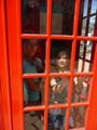 Tessa and Georgia in a British phone box...