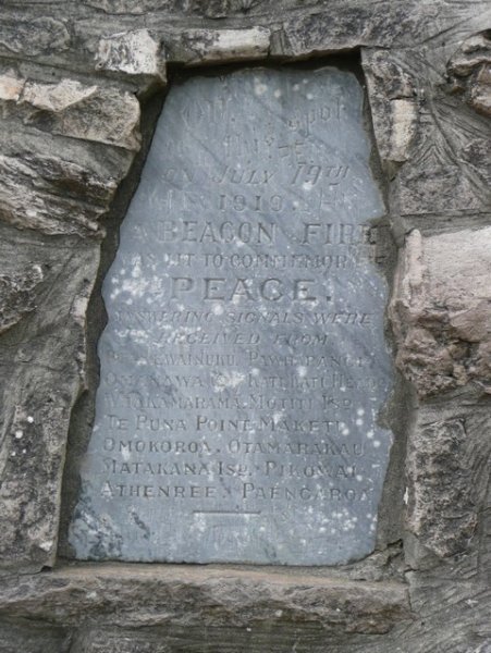 Plaque at the top
