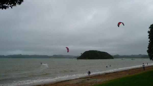 Kite-Surfers, enjoying the strong winds!
