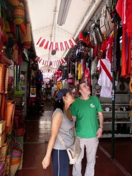 Linda and Mark in tourist shops