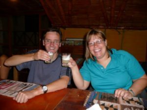 Stuart and I try Pisco Sour