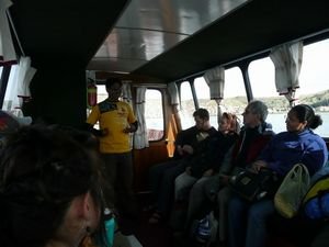 Percy explains the trip to us onboard our boat
