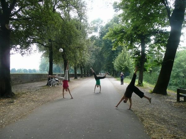 Acrobatics on the walls of Lucca