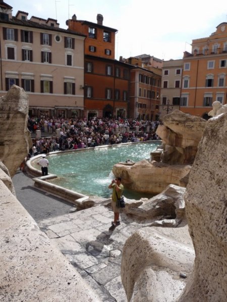 Looking back at the Trevi Fountain