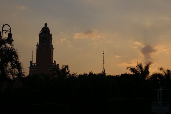 sunset over El Palacio Municipal