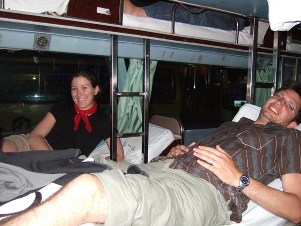 Faye and Mark on the sleeping bus