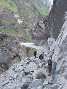 Crossing the second landslide