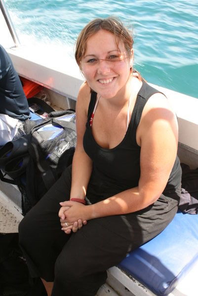 Chrissie on the dive boat