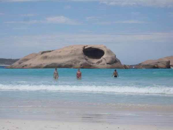 going for a swim to the rock nr Esperance