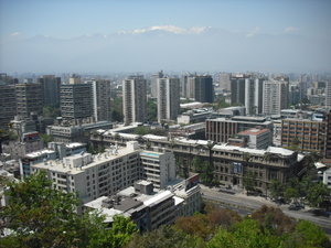 Santiago with smog and the Andes