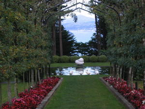 the gardens at the castle looking out to the city 