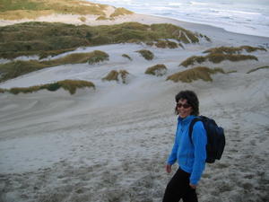 down the sand dune to Sandfly Beach