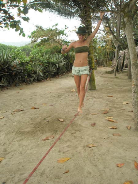 amanda trying her tight rope walking skills