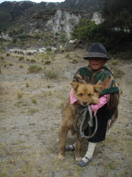 little girl and sheep dog