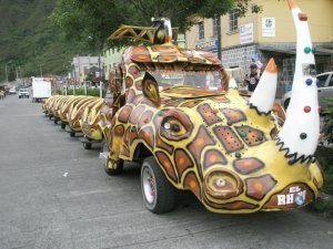 rhino car that drives around the town