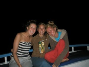 enjoying boxed wine on the top of the boat