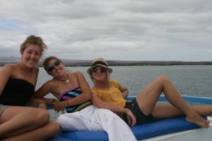 relaxing on the front of the boat