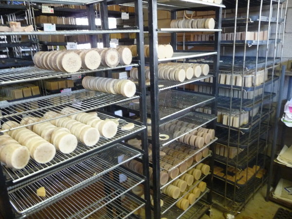 Soaps curing on racks, 