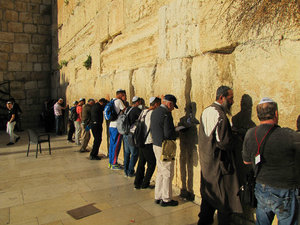 Jews at prayer at the wall