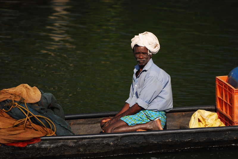 Turban man on the backwaters.