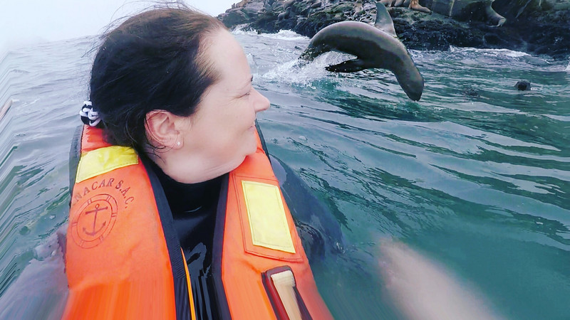 Me swimming with sea lions