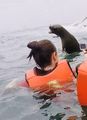 Steph swimming with sea lions