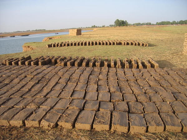 Mud brick drying in the sun