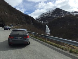 Our Beamer and a Foss (waterfall)