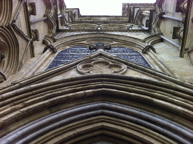 Looking up at Salisbury Cathedral