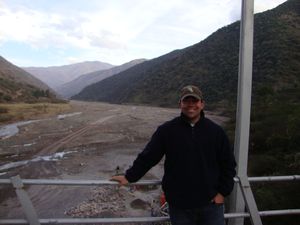 On the bridge at the foot of the Andes
