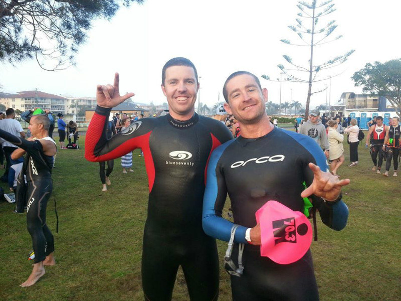 Pito and Joey doing the triceratop wetsuit style