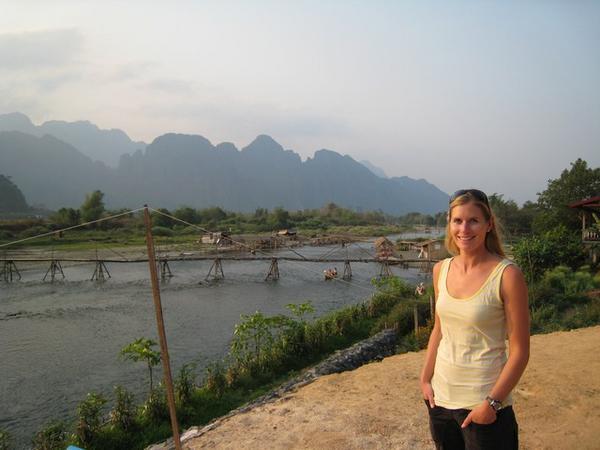 Jacqui next to the Nam Song River