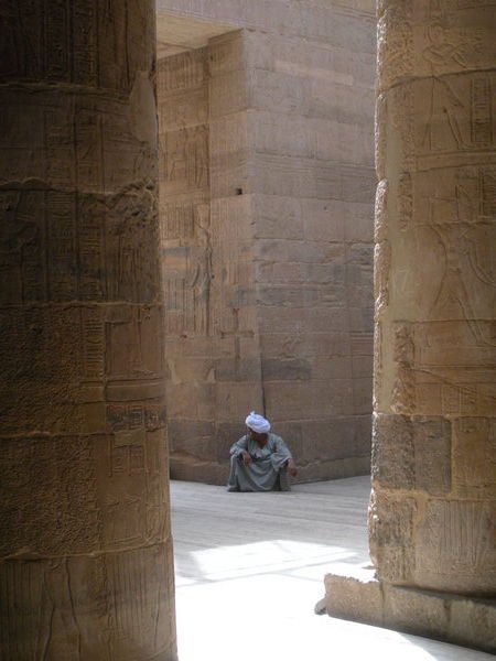 Bored looking dude at Philae temple