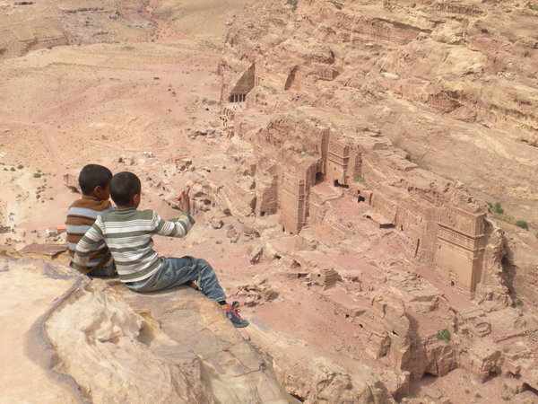 Kids with a death wish looking over Petra