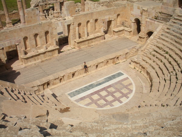 Kat on stage at Jerash