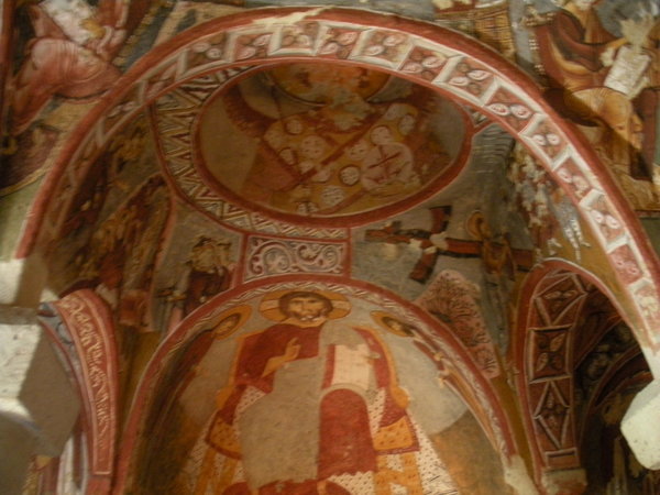 Frescoes inside a cave church
