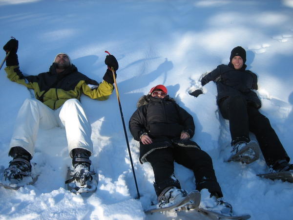Taking a break from snowshoeing