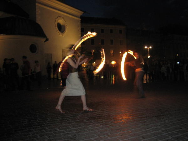 Fire dancers in the Square