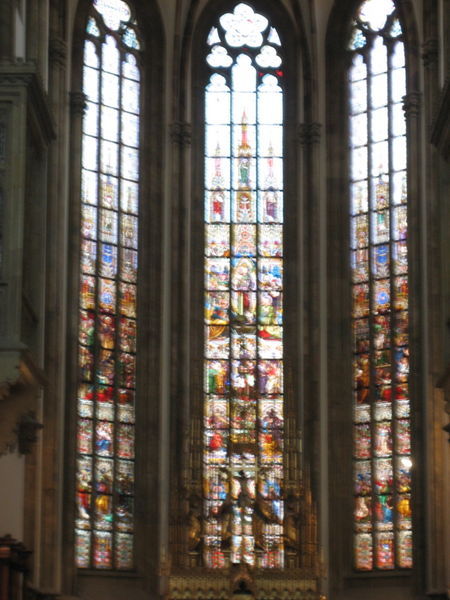 Stained glass at a church in Brno