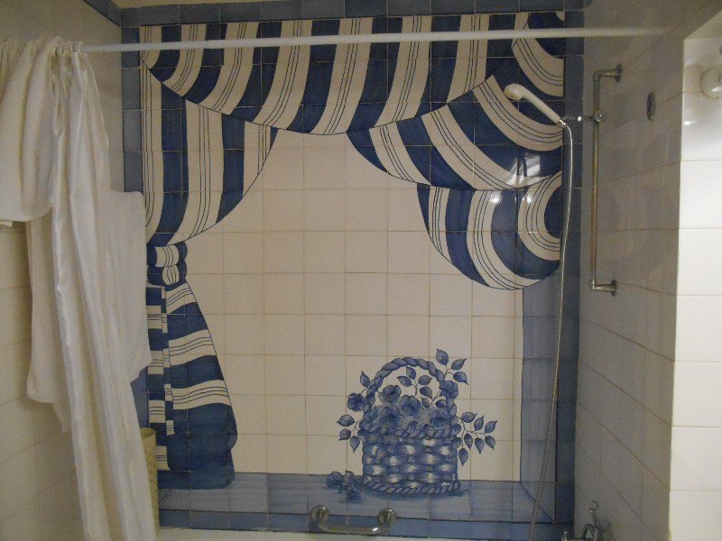 More painted tiles - in the shower