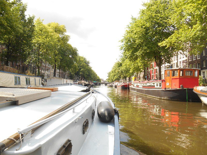 Boating down the canals of Amsterdam