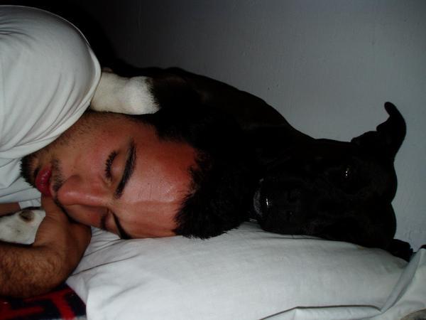 me sleeping with dog