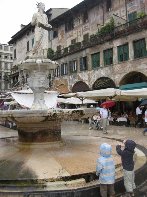 fountains in the rain