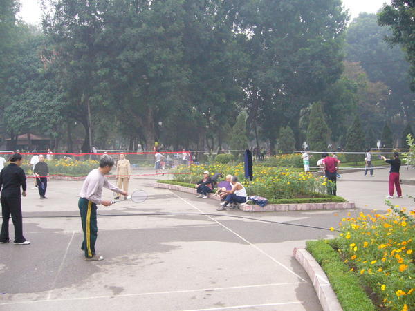 Badmington in Lenin Park in Hanoi
