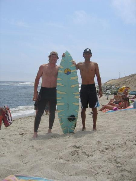 Me, my surf board and instructor