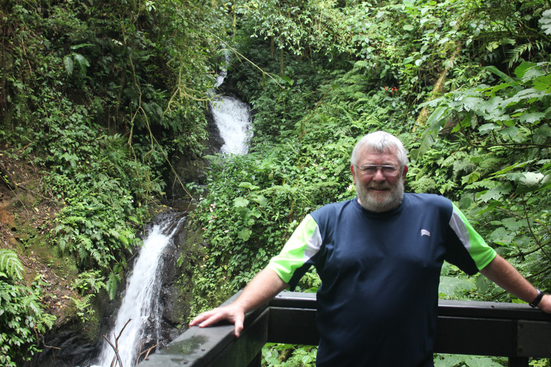 Wilson at a waterfall in Monteverde Cloud Forest