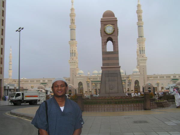 at a clock tower near an-nabawi